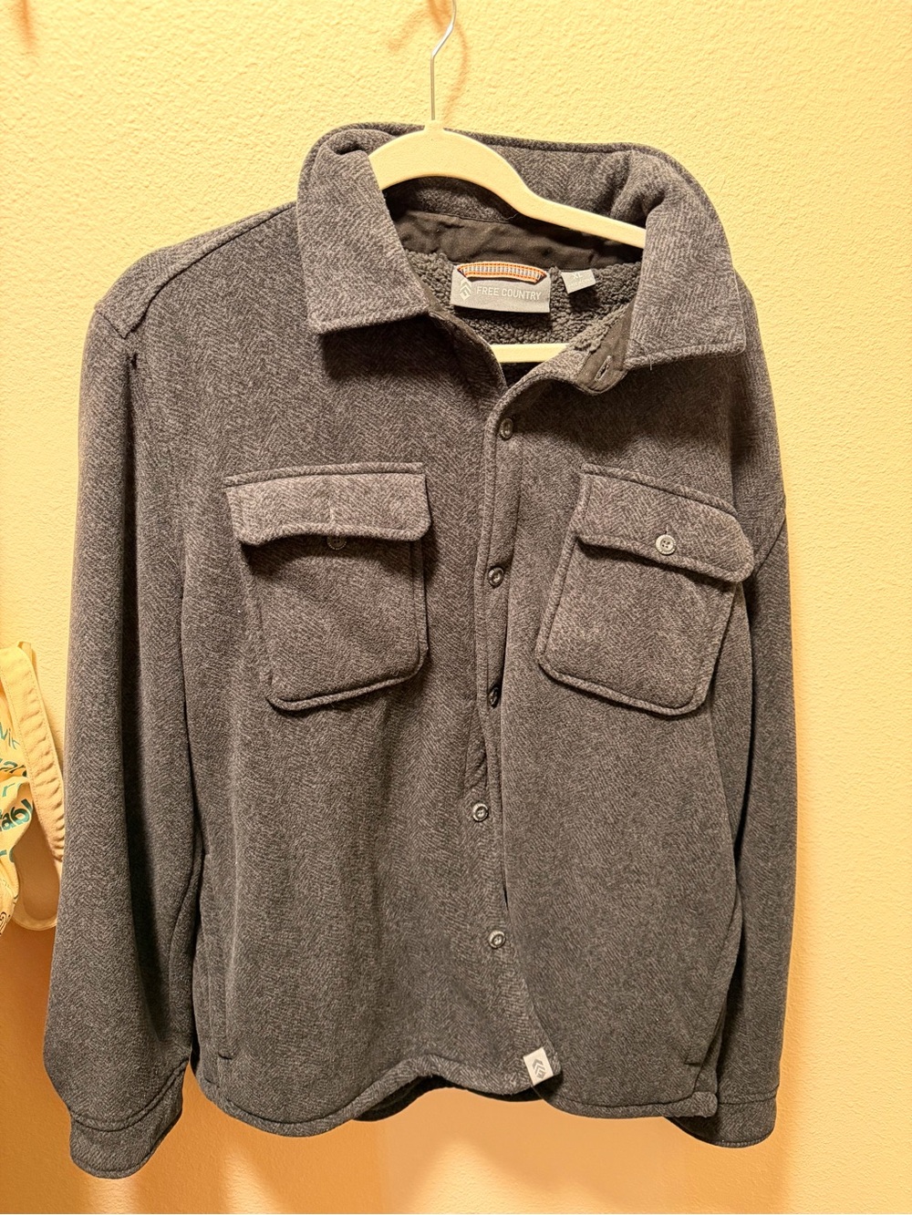 Free Country Men’s Gray Button-Front Fleece Jacket